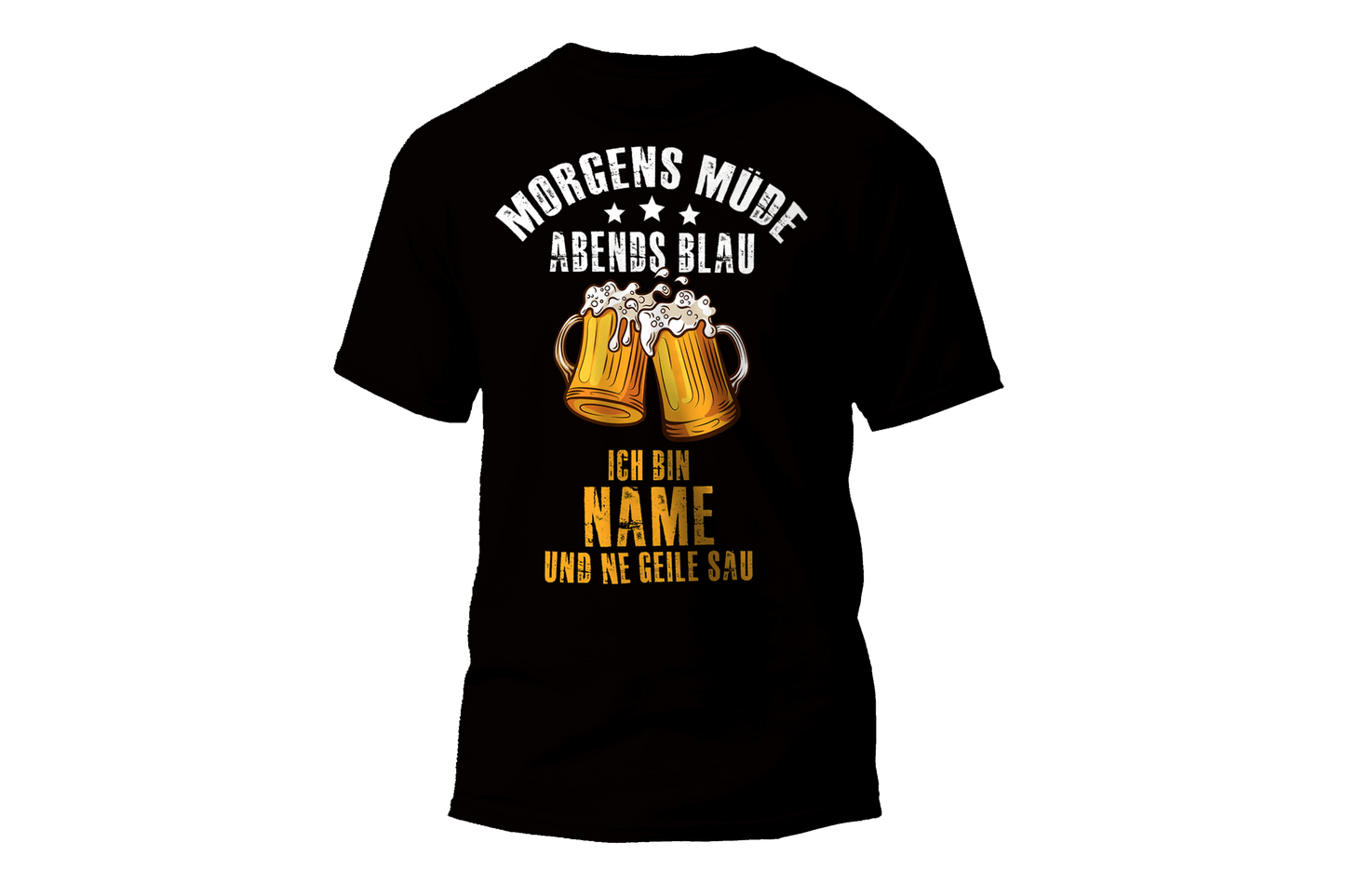 T-Shirt - Morgens Müde Abends blau -Kurzarm