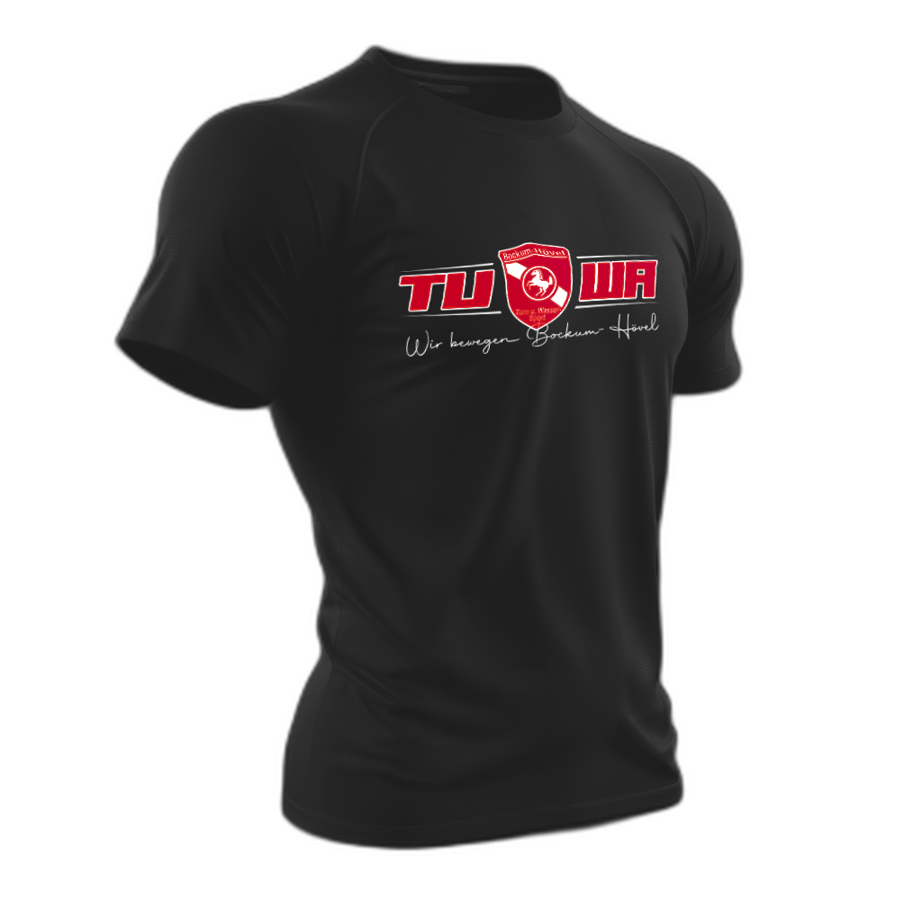 TuWa Sport-Shirt Polyester schwarz mit großem Logo